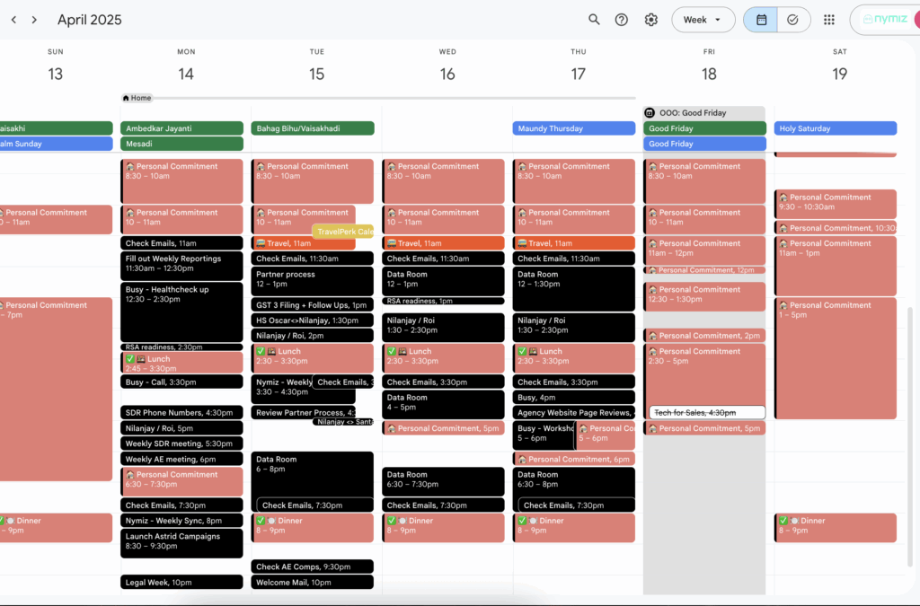 Calendar time blocking